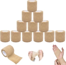 Cohesive Bandage Wrap 2 Inch X 5 Yards, 12 Pack Skin Color Self Adhesive Athleti