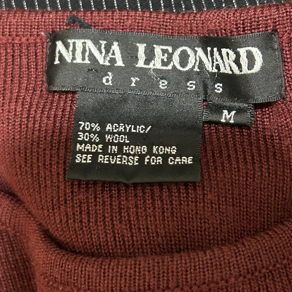 Nina Leonard Sweater Womens M Burgundy Black Floral Long Sleeve Crew Neck Tunic - Image 2 of 4