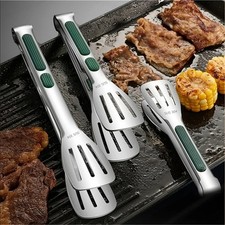 3PCS Anti-Slip Stainless Steel Kitchen Food Tongs Grill Meat Bread Serving Clip