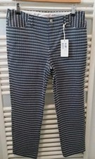 See by Chloe trousers. Navy White Check polycotton textured Low waist. UK 10 Nwt