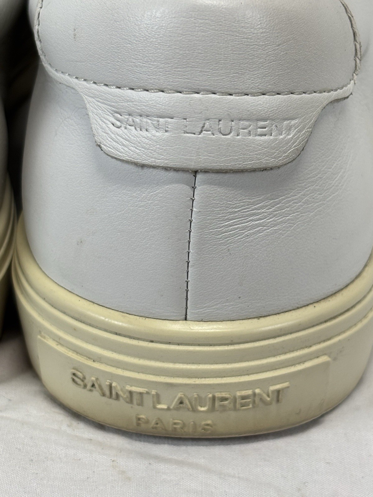 Sneaker Saint Laurent Andy taglia 38 5 US 8 donna pelle bianca stringata Italia