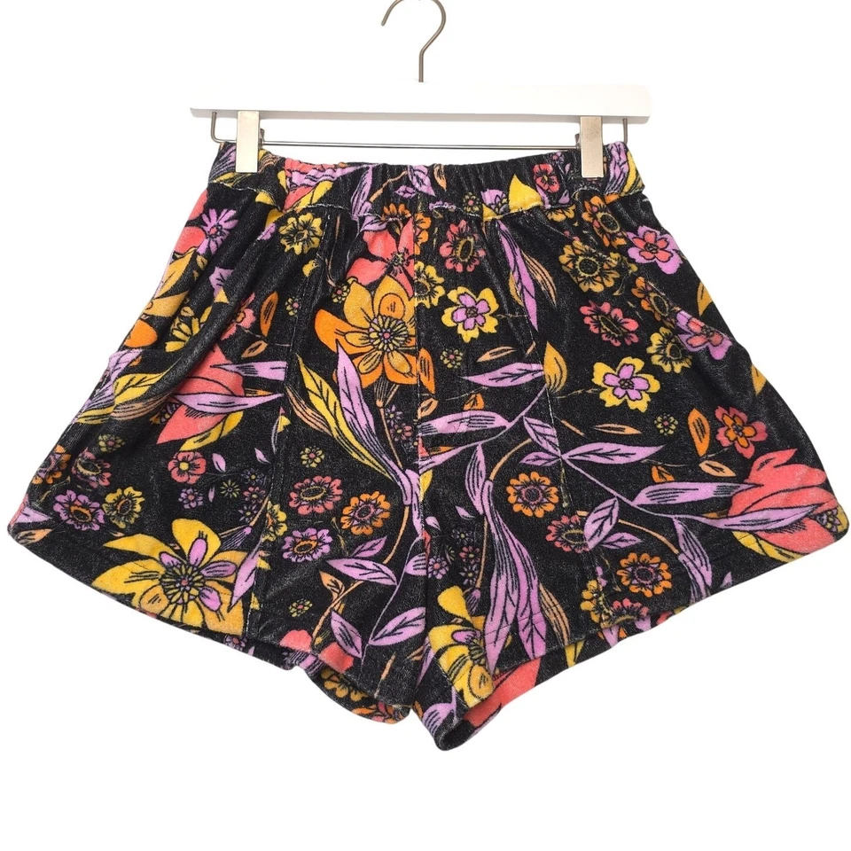 FREE PEOPLE At First Sight Floral Terry Cloth Shorts Festival Boho Fairy70s Sz S - Image 2 of 4