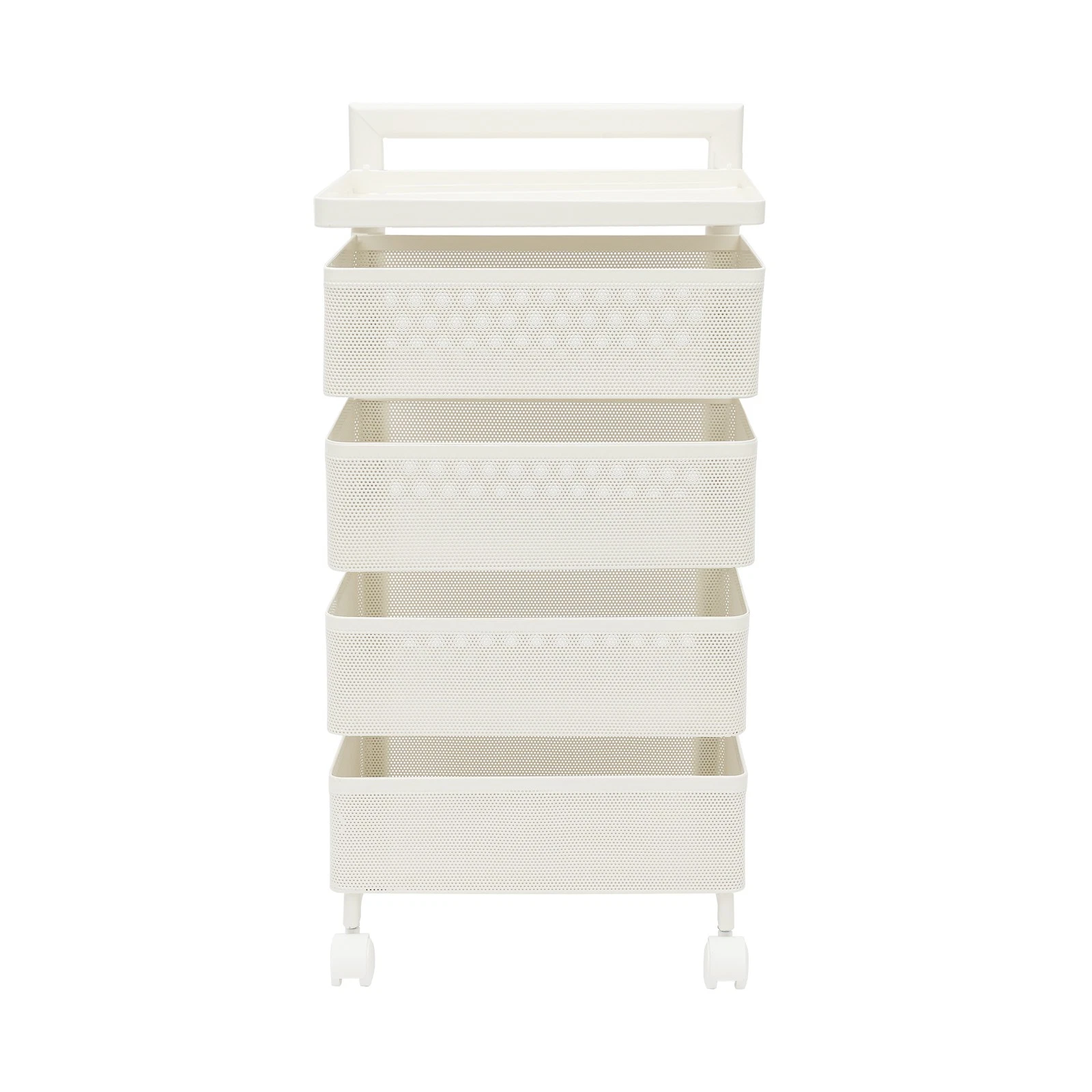 Rotating Storage Cart Kitchen Organizer with Wheels four storage baskets White
Opens in a new window