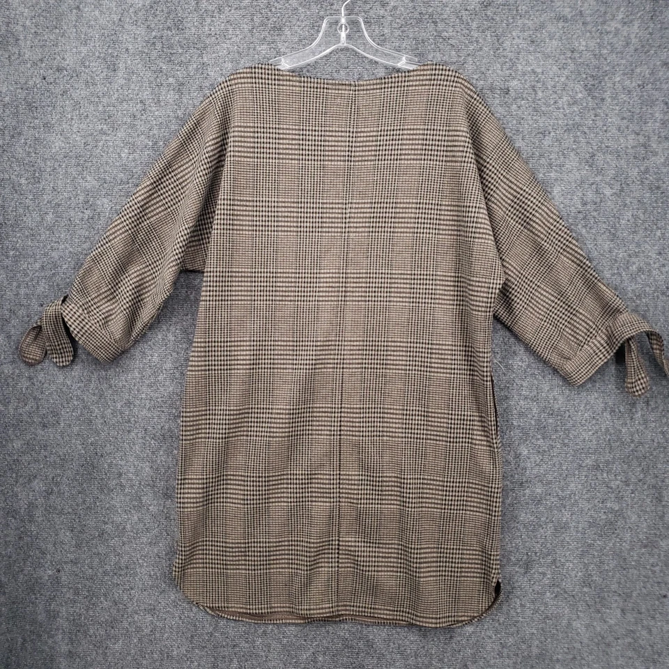 NEW Max Studio Dress Womens L Large Brown Houndstooth 3/4 Sleeve Shift Stretch - Image 2 of 4