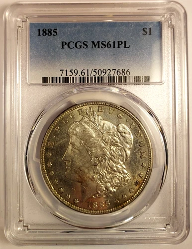 Rare 1 Of Only 55 PCGS MS 61 PL, 1885 Morgan Philadelphia P Mint Silver Dollar