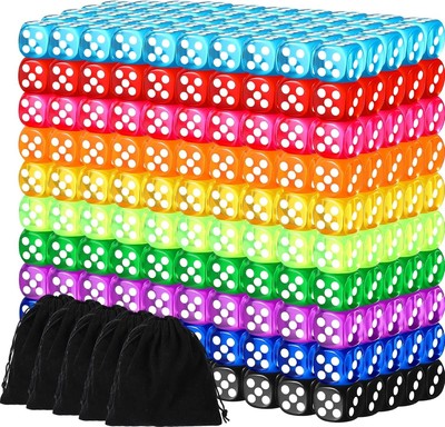 Durable 1000 Pcs 14mm Colored Dice - Ideal for Math Learning & Fun Games
