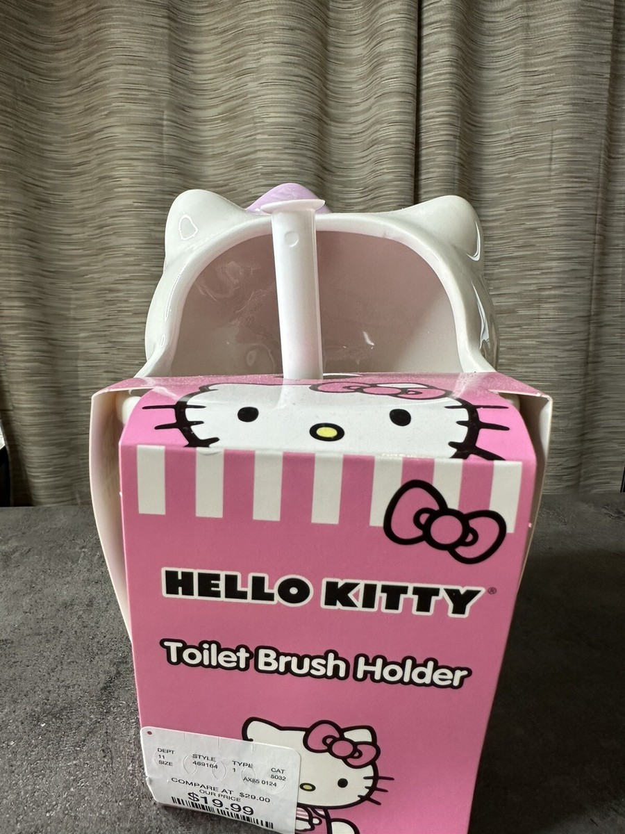 New Hello Kitty Purple Ceramic Toilet Brush & Holder By Sanrio