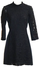 H & M Women's SZ 4 Black Lace & Spandex 3/4 Sleeve Sheath Bodycon Dress