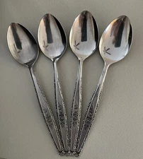 Lot of  4 Stylecraft SYF2 Stainless Japan Rose Floral 6.25" Teaspoons Flatware