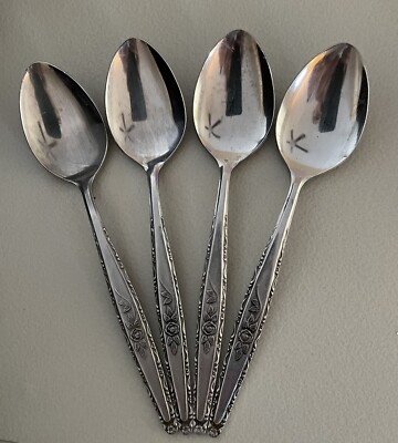 Lot of  4 Stylecraft SYF2 Stainless Japan Rose Floral 6.25'' Teaspoons Flatware
