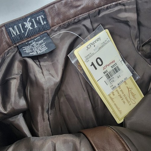 VINTAGE Mixit Womens sz 10 Leather Biker Pants Brown $149 Ladies - Picture 6 of 9