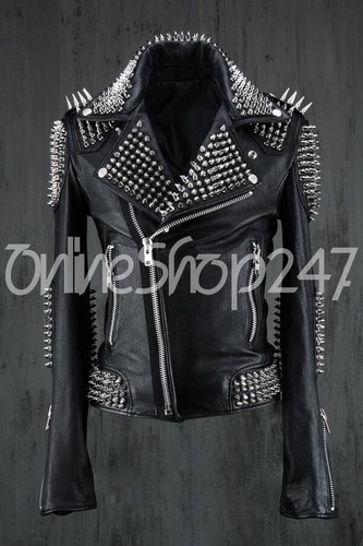 black leather punk jacket