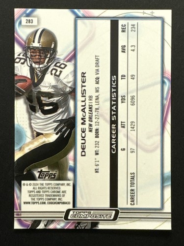 2023 Topps Composite Football Deuce McAllister Cosmic Chrome #283 New Orleans - Bild 2 von 2