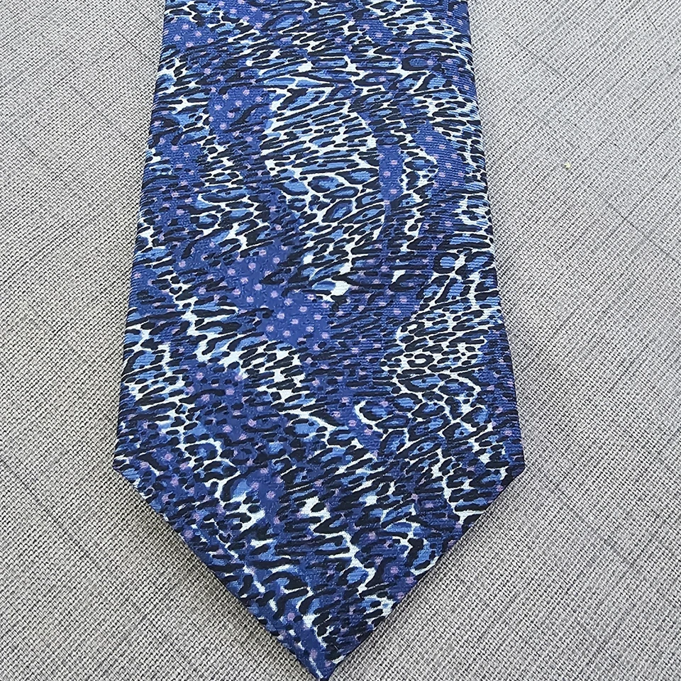 Corbata abstracta ROBERTO CAVALLI para hombre azul mezcla seda ITALIA lujo usada en excelente estado rara Foto 2 de 4