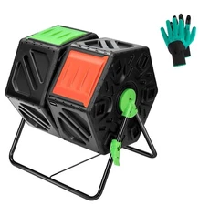 VIVOSUN 37Gal Compost Bin Tumbler Double Chamber 360° Lockable w/ Sliding Door