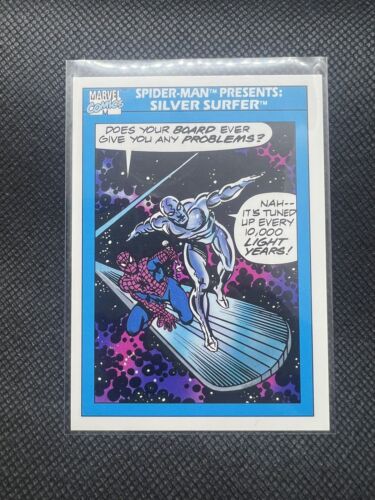 1990 IMPEL MARVEL COMICS SUPER HEROES SERIES 1 #153 SPIDER-MAN SILVER SURFER - Picture 1 of 2