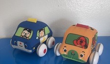2 Lot Melissa and Doug K Kids Toys Baby Play Pull-Back Town Vehicles 4.25 Long