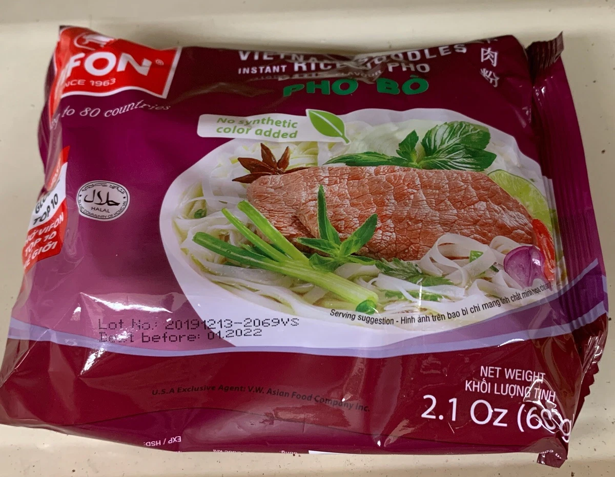 8 bags x 2.1oz] Vifon Pho Bo Beef Flavor (Phở Bò) Vietnamese Rice ...