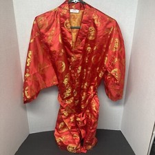 Vintage Golden Dragon Red Kimono/Robe Embroidery Size 18