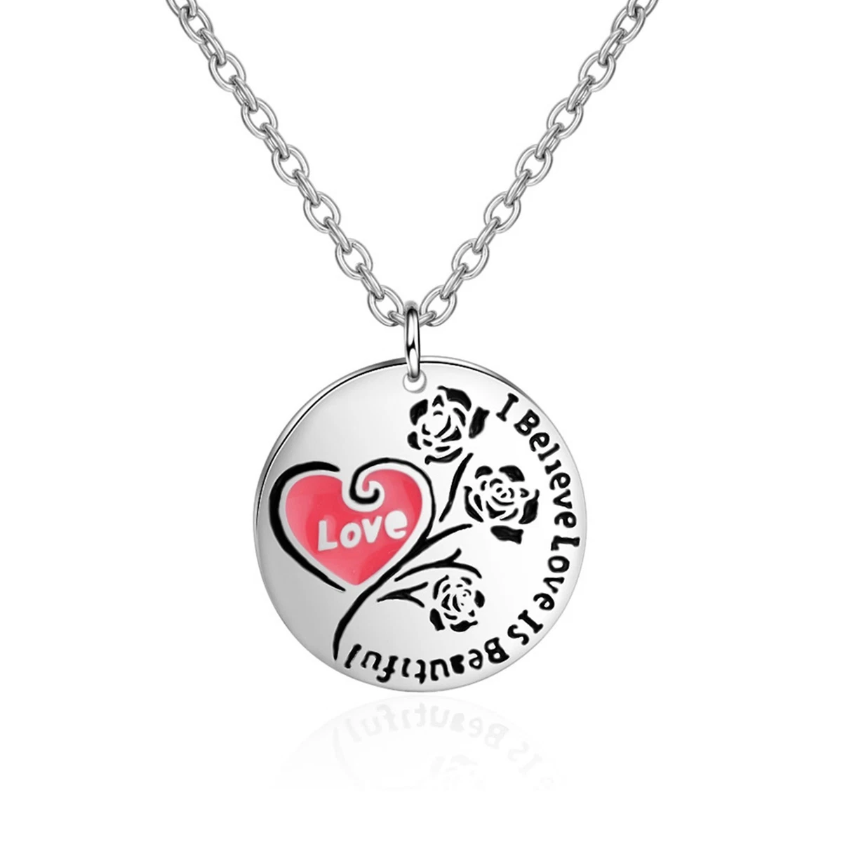 I love you engraved cheap necklace
