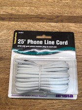 25 Foot Phone Line Cord White Phone Line Cord