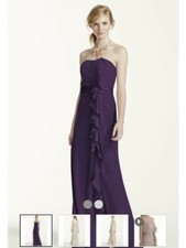 Davids Bridal Dress Bridesmaid Prom Strapless Lapis Purple Size 6 Ruffle F14336 