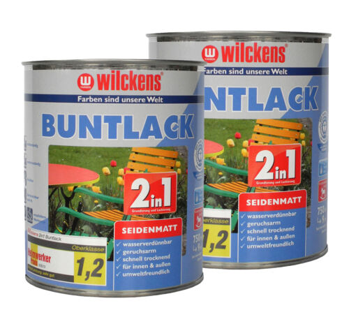 Wilckens BUNTLACK 2in1 seidenmatt 7 RAL FARBEN 750ml (12,39€/1l) - Bild 1 von 6