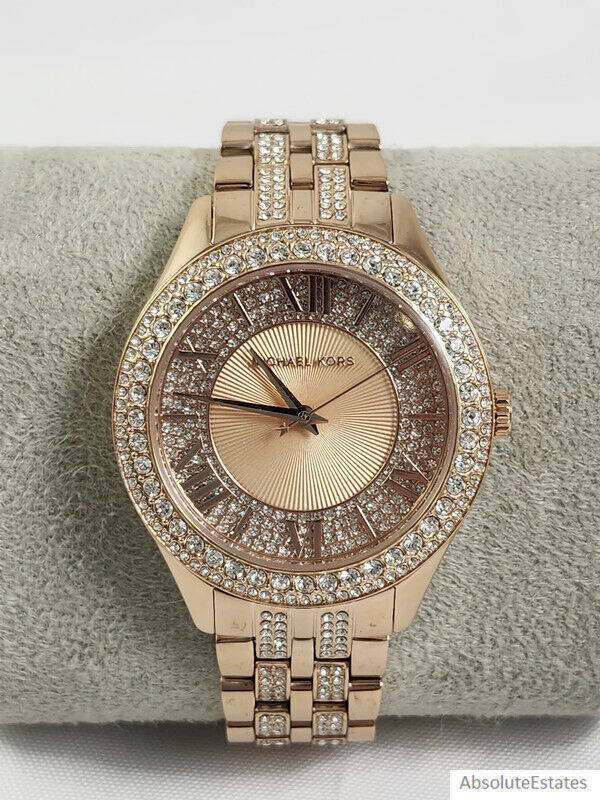 NEW Michael Kors Harlowe Pave Crystal Rose Gold Glitz Watch NEW Michael Kors Harlowe Pave Crystal Rose Gold Glitz Watch