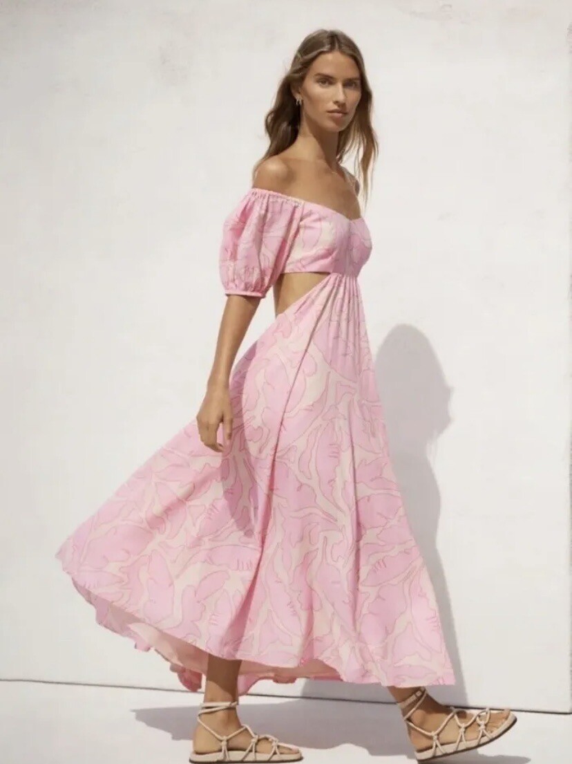 seed heritage pink dress Womens SEED HERITAGE Voile Floral Off Shoulder Maxi Dress Size 8 RARE  RRP$229.95