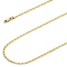 Wellingsale 14k Yellow Gold Solid 2mm Valentino Star Chain Necklace