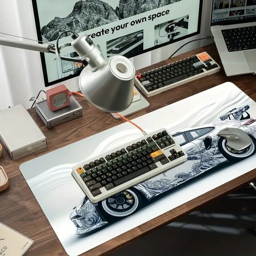 Porsche Mauspad Weiß XXL 90x40cm Rutschfest Gaming Deskpad Büro Geschenk - Neu - - Bild 3 von 7