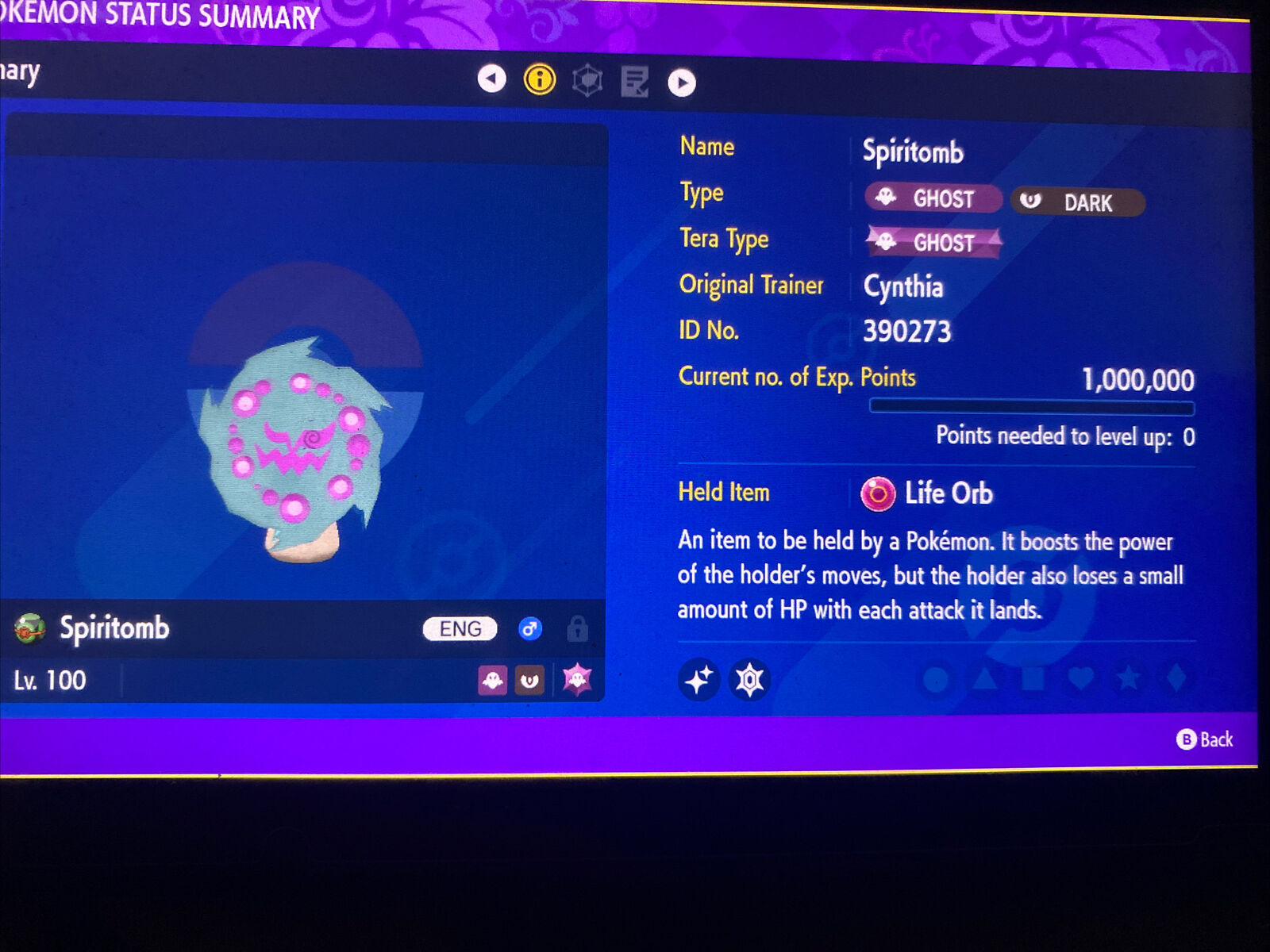 Ultra Square Shiny Spiritomb - 6IV + Max Stats Efforts and All