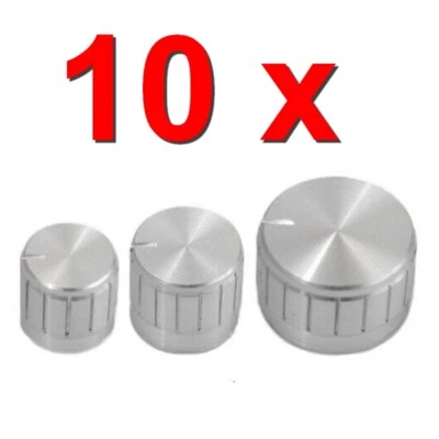 ONPIRA 10x ALU Drehknopf silber für Achse 6mm Potentiometer Potiknopf Drehknöpfe