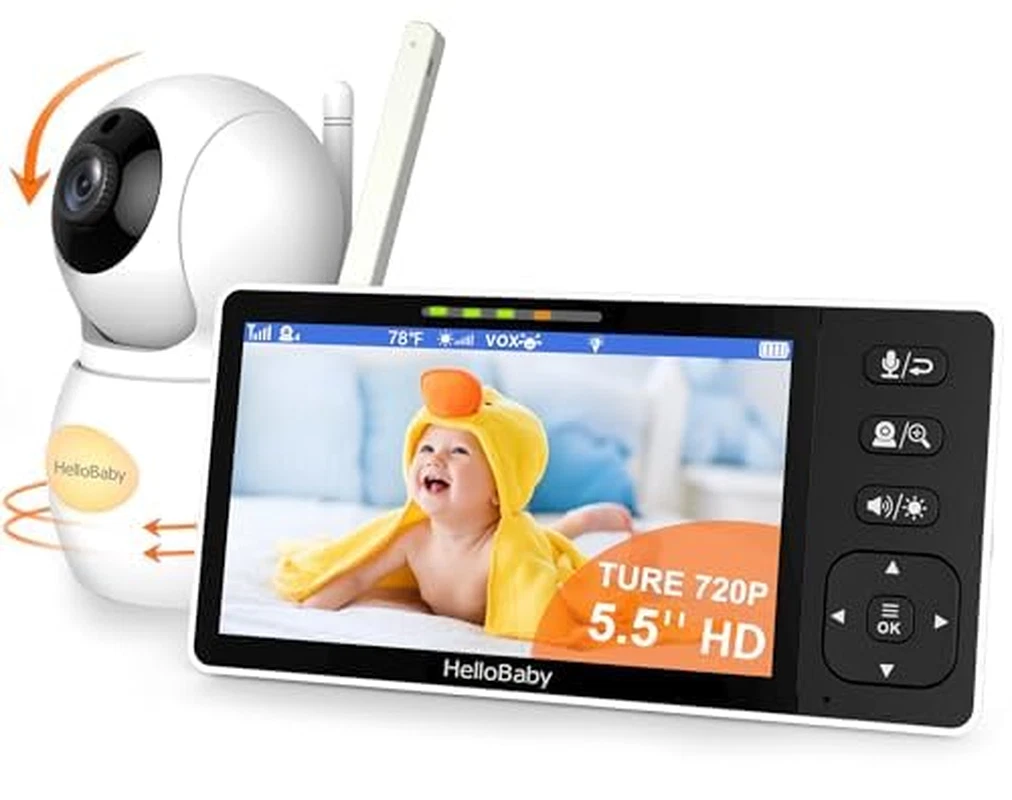 720P HD Baby Monitor with Camera, Audio, Night Light & 1000Ft Range