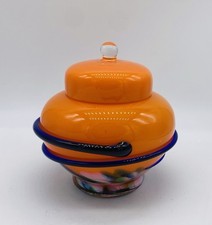 c.1920 Bohemian Czech Orange Glass Jar With S...