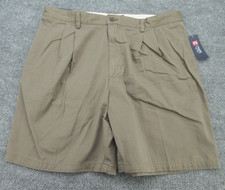 Chaps Shorts Mens 38 Khaki Pleat Front Casual Classic Chino Dress 38x9 NEW