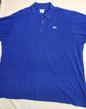 Lacoste Polo Shirt Men Size 8 Blue Short Sleeve 1/4 button Collar Crocodile Logo