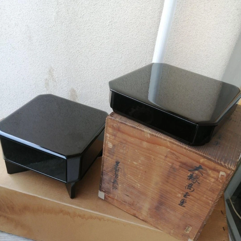 Jubako Bento Box Japanese Antique largeframed highclass box with legs two lids w