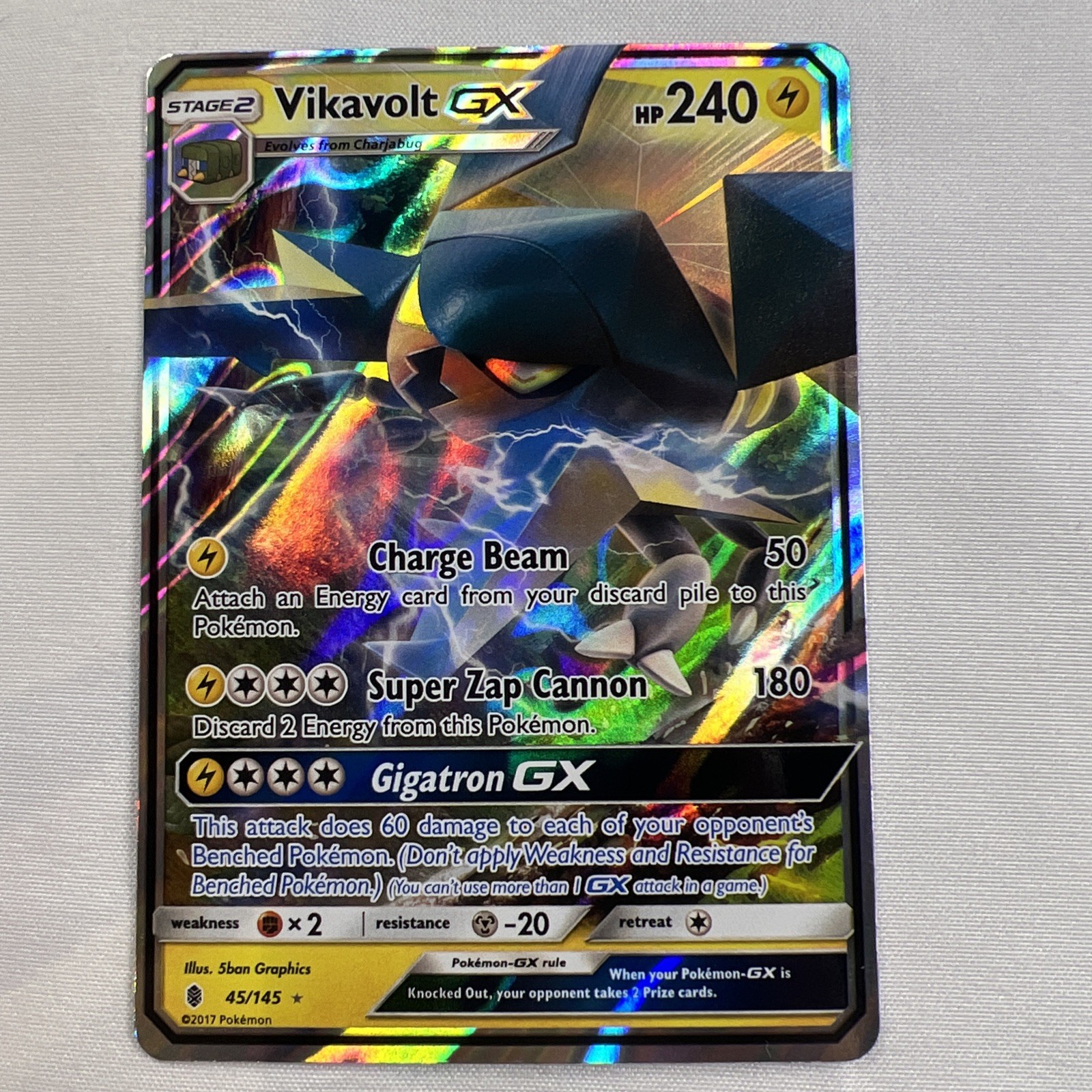 Pokemon TCG Vikavolt GX 2017 45/145 Guardians Rising Full Art Ultra Rare NM