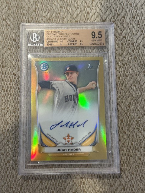 2014 Bowman Chrome 1st Auto Josh Hader Houston Astros Gold /50 BGS 9.5 Gem
