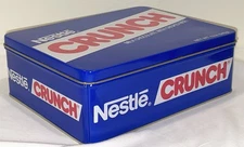 Vtg Nestle Crunch Candy Bar Original Metal Tin Can Empty Box