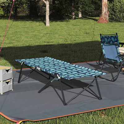 Klappbares Campingbett Blattmuster 206x76x74cm Oxford Stoff Stahlgestell Outdoor