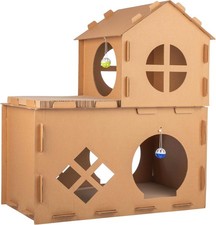 Cat House Cardboard Cat House W/ Scratching Pads Toys  Catnip Multi-Level Cat