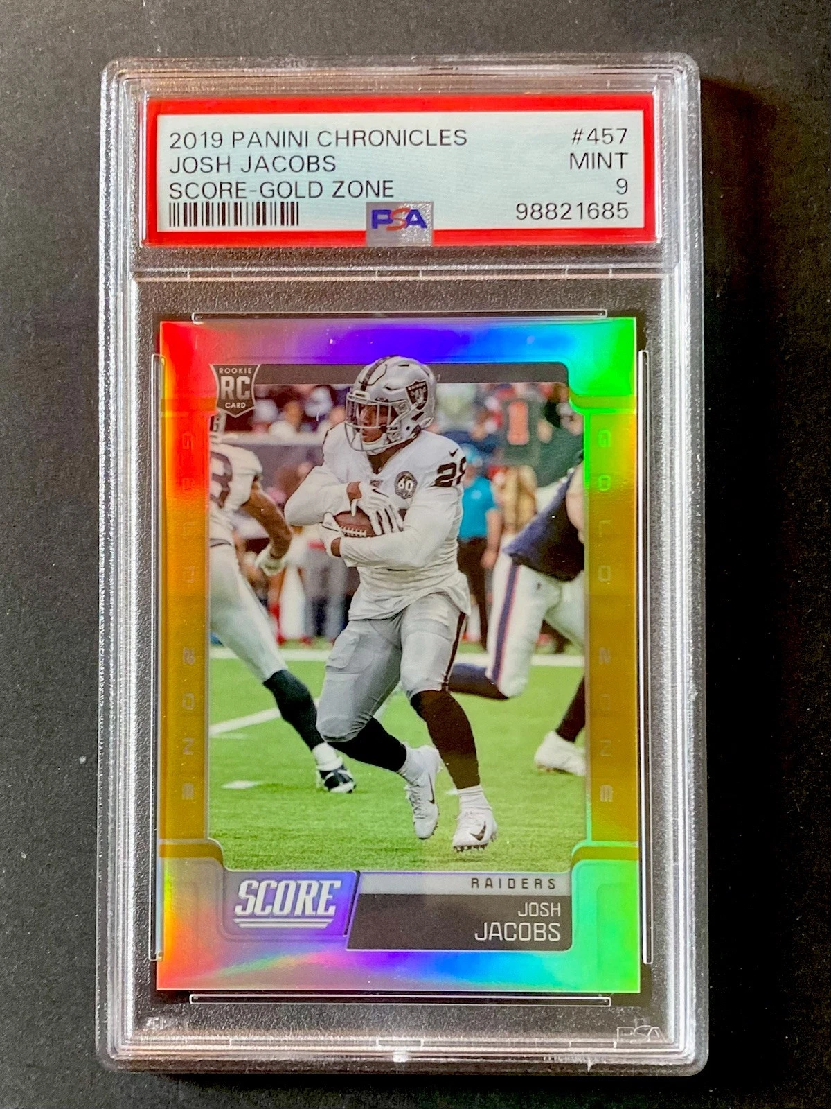 Josh Jacobs Panini Chronicles Score Update Rookies #457 Gold Zone