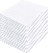 20pcs White Cotton Handkerchiefs for Men Soft Large Pocket Squares 16x16 Inch