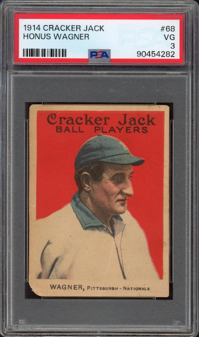 Honus Wagner #68 Baseball Cards 1914 Cracker Jack trading card — raw and PSA graded price guide