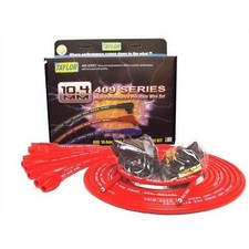Taylor 79255 V8 409 Pro Race Spark Plug Wires, 10.4mm, Red, 180 Degree Plug Boot