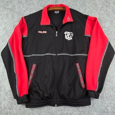 Kelme Futbol Mens Track Jacket Black Red World Class Soccer Vintage Size L Spain