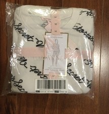 NEW Victoria's Secret Thermal PJ Regular Pajama 2 pc Set Medium Allover Logos