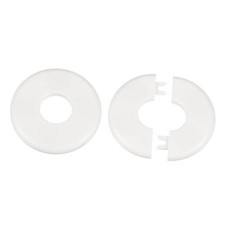 2pcs Wall Split Flange Self-Adhesive Plumbing Cover Plates ABS 26.5mm/1" White